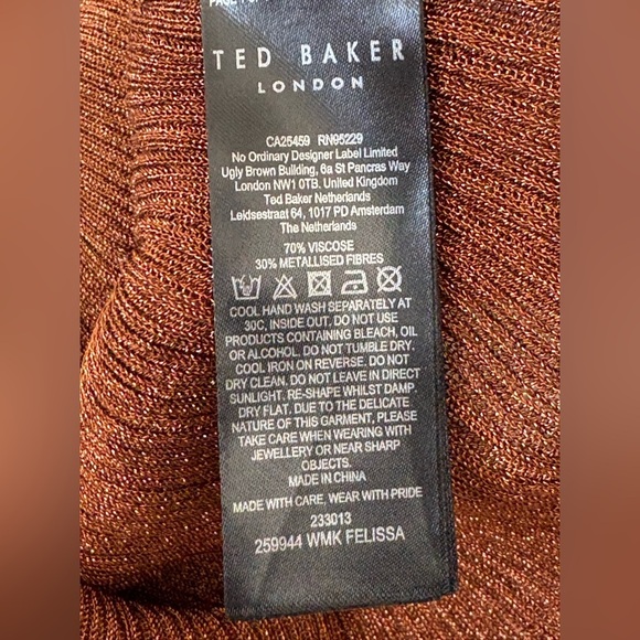 Ted Baker Women Brown Metallic Finish Racerback Tank Top - Picture 12 of 12